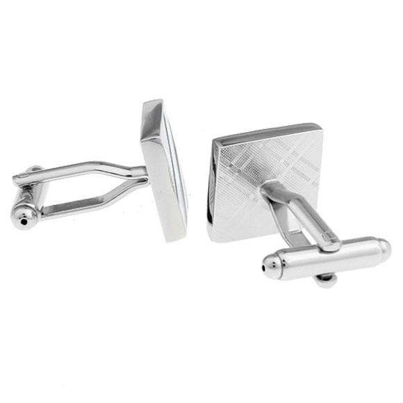 Classic Blue, Silver and Black Stripe Cufflinks - Picture 4 of 15